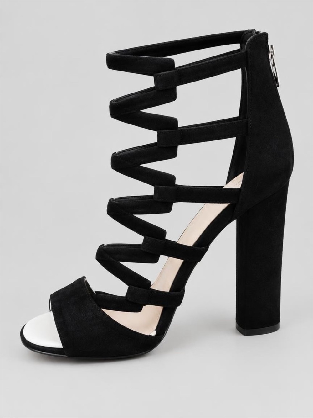 Vince Camuto Ravina Tall Gladiator Cage Heels Black Nubuck 8 NIB